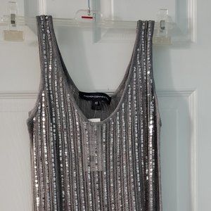 French Connection silver sequined tank, NWT